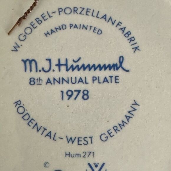 MJ Hummel annual plate 1978 vintage collectors plate - Picture 10 of 12